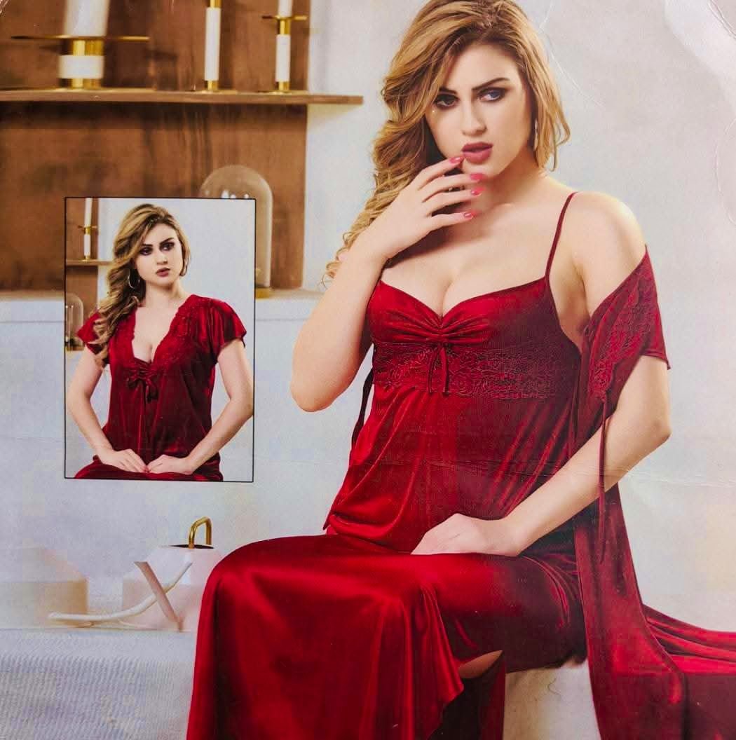 WhatsApp Image 2025-11-13 at 5.24.43 AM Classic 2 Part Nightwear - Maroon - Image 1