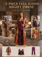 3 Part Print Nightwear Full Sleeves